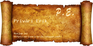Privári Erik névjegykártya